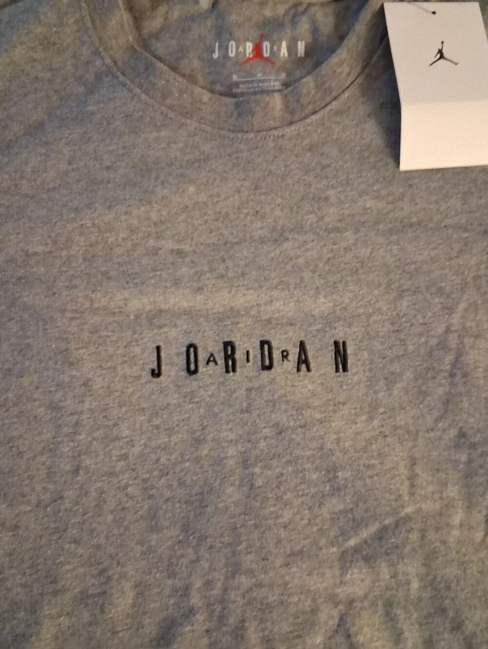 Jordan Men's Heather Gray Center Logo Short-Sleeve Tee